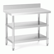 Helloshop26 - Table de travail inox table de travail en inox adossée avec dosseret 100 x 60 x 16,5 cm 199 kg 2 tablettes 14_0007331 - 3001286199782 Helloshop26 - Table de travail inox table de travail en inox adossée avec dosseret 100 x 60 x 16,5 cm 199 kg 2 tablettes 14_0007331 - 3001286199782