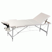Helloshop26 - Table pliable de massage 3 zones cadre en inox blanc crème 02_0001876 - blanc aluminium 3000089631536