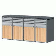 Merax cache-poubelle, 264x80x118.5 cm, couvercle rabattable, gris - gris métal OT5367S2
