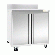 Meuble bas inox 800x600 mm adossée sur roulettes PREMIUM - GOLDINOX - gris inox 3701770809073