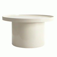 Oviala Business Table basse ronde 70 cm en MDF effet laqué blanc - blanc Bois manufacturé 114322