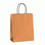 Sac papier cuivre poignées torsadées 22x27+10cm - par 25 - robuste et sécurisé