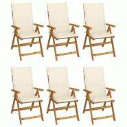 VidaXL Chaises Pliables De Jardin Lot De 6 Avec Coussins Bois D Acacia - beige 3064121