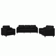 VidaXL Ensemble de canapés 3 pcs avec coussins noir tissu Modèle Helios Bois - 3201790
