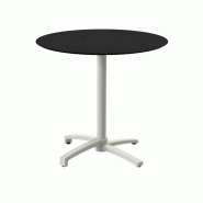 X Cross table de bistrot avec piètement sable + plateau HPL noir Ø70 cm