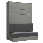 ARMOIRE LIT ESCAMOTABLE GENIUS SOFA GRIS MAT CANAPÉ GRIS COUCHAGE 140*200