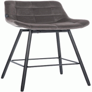 Décoshop26 - Tabouret de bar pivotant x1 avec repose-pieds revêtement en velours gris piètement à quatre pieds en métal noir 10_0005474 - gris m�