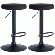 Décoshop26 - Lot de 2 tabourets de bar avec assise en tissu velours noir et cadre métal noir TDB10710 - noir 3002477432695
