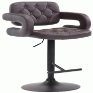 Décoshop26 - Tabouret de bar capitonné en synthétique marron accoudoirs repose-pieds métal design moderne TDB10503 - marron métal 3000447169602