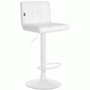 Décoshop26 - Tabouret de bar chaise haute de bar pied trompette métal blanc siège synthétique blanc TDB10614 - blanc 3002467332691