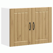 Helloshop26 - Armoire murale de cuisine Lucca design moderne 80 x 31 x 60 cm grand espace de rangement en bois d'ingénierie chêne 02_0050181 - verre