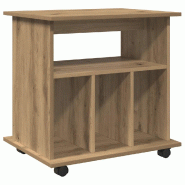 Helloshop26 - Armoire roulante multifonctionnelle 60 x 45 x 60 cm avec grand espace de rangement et roulettes pratiques en bois 02_0050908 - Bois mass