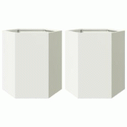 Helloshop26 - Jardinière bac lit surélevé plantes fleurs jardin terrasses lot de 2 hexagone 46 x 40 x 45 cm acier blanc 02_0039073 - 3000217991068 Helloshop26 - Jardinière bac lit surélevé plantes fleurs jardin terrasses lot de 2 hexagone 46 x 40 x 45 cm acier blanc 02_0039073 - 3000217991068