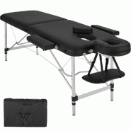 Helloshop26 - Table de massage Pliante 2 Zones Aluminium Portable + Housse noir 2008135 - noir aluminium 3000139881300