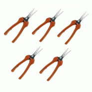 Lot de 5 épinettes lames droites longues et effilées BAHCO P128 pour vendanges et récolte de fruits