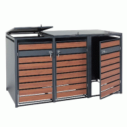 Mendler XL Habillage de poubelle 3x/6x HWC-J81, Box pour poubelles, métal 95kg anthracite ~ aspect bois de cerisier brun foncé - marron métal 83421