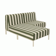 Salon de jardin bas modulable rayé 2 places vert kaki - vert aluminium 115910