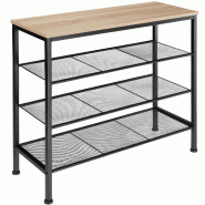 Tectake Étagère à chaussures PORT 80,5x30,5x72,5cm - Bois clair industriel, Chêne Sonoma - 404294 - marron acier 404294
