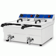 VERTES Friteuse Electrique Professionnelle 2x 10L, 2 x 3000W, 230V, Principe de la Zone Froide, Température 50-250°C, Panier à Friture - inox FA1-F