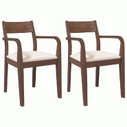 VidaXL Chaises à manger coussins 2 pcs marron bois massif caoutchouc Modèle Grandezza Horizon - 4102507