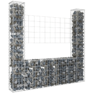 Vidaxl panier de gabion en forme de u avec 2 poteaux fer 140x20x150 cm 151282