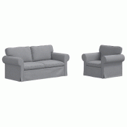 Canapé 2 pcs Gris clair 175 x 82 x 80 cm tissu Modèle Apex Ligne Pro - Matériau naturel 8721364374171
