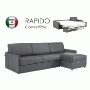 CANAPÉ D'ANGLE SUN CONVERTIBLE EXPRESS 140CM CUIR VACHETTE GRIS GRAPHITE MATELAS ÉPAISSEUR 16CM CANAPÉ D'ANGLE SUN CONVERTIBLE EXPRESS 140CM CUIR VACHETTE GRIS GRAPHITE MATELAS ÉPAISSEUR 16CM