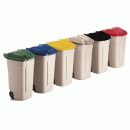 Conteneur sur roues 110L - Poignée ergonomique - 6 coloris de couvercle - Lot de 4_0