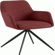 Décoshop26 - Chaise contemporaine de salle à manger x1 en velours côtelé bordeaux pivotante 180° avec accoudoirs 10_0005817 - 3000265236609