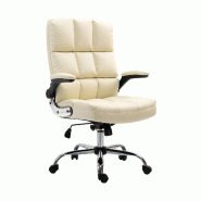Décoshop26 - Chaise de bureau pivotante réglable en hauteur en synthétique crème forme ergonomique 04_0001870 - beige 3000152632699