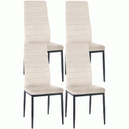 Décoshop26 - Lot de 4 chaises de salle à manger design simple en tissu velours avec couture crème cadre en métal noir CDS10402 - noir 3002481732699_0