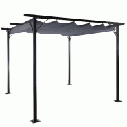 Décoshop26 - Pergola gazebo de jardin cadre stable 6cm + toit ouvrant 3x3m gris 04_0004108 - 3000397232692