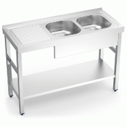FRICOSMOS Evier à encastrer avec étagère.2C,EI 1200x500x850 mm. Dimensions cuve 340x370x150 mm. - inox 050838OST