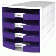 HAN Module de rangement IMPULS 2.0 Trend Colour, 4 tiroirs A4+, coloris blanc/violet - 1013-57