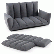 Helloshop26 - Canapé pliable au sol 119 x 76 x 60 cm confort personnalisable réductible au rangement scandinave en tissu gris 20_0011002 - gris mét Helloshop26 - Canapé pliable au sol 119 x 76 x 60 cm confort personnalisable réductible au rangement scandinave en tissu gris 20_0011002 - gris mét