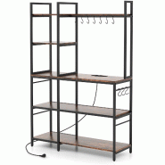 Helloshop26 - lot de 1 étagère bar à café 107 x 37 x 160 cm solutions de rangement maximisées avec 10 crochets en métal marron 20_0014746 - marr Helloshop26 - lot de 1 étagère bar à café 107 x 37 x 160 cm solutions de rangement maximisées avec 10 crochets en métal marron 20_0014746 - marr