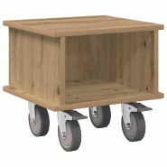 Helloshop26 - Meuble TV rectangulaire design moderne 37 x 35 x 35 cm  espace de rangement pratique en bois d'ingénierie chêne 02_0054754 - Bois mass
