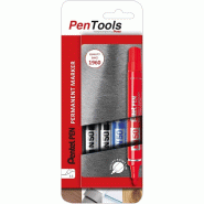 PenTools by Pentel Lot de 4 marqueurs permanents N50 - Pointe ogive robuste (ligne de 3 mm) pour marquage permanent - Couleurs assorties - 40162843458