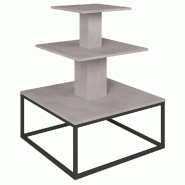 Présentoir 3 niveaux base métal noir Vertigo béton 90x90x117cm