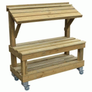 Présentoir fruits et légumes en bois - 1 niveau inclinable - Sapin massif - 1200mm x 500mm x 1260mm_0