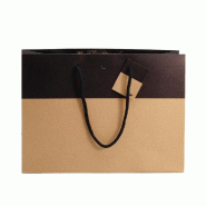 Sac luxe bicolore kraft /noir 33+11.5x24cm - par 10