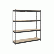 SimonRack Rayonnage industriel, 2000x1500x750 mm, 400 kg au point de flexion, 4 étagères bois, rayonnage garage, Anthracite/Bois- Ecoforte - noir m�