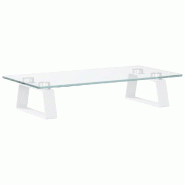Support de moniteur table meuble bureau 40 x 20 x 8 cm verre trempé et métal blanc 02_0044859 - blanc verre 3000220399035