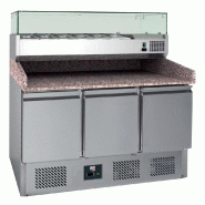 Table de préparation pizza 3 portes GN1/1 avce plan granit et vitrine | L2g - S903PZ