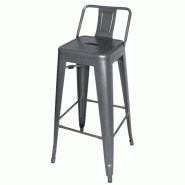 Tabourets hauts en acier gris métal avec dossier Bistro (lot de 4) | Bolero - DM935