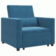 VidaXL Canapé-lit escamotable simple Bleu 90 x 165 x 87 cm Velours Modèle Cormontel - 8721158862136