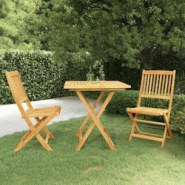 VidaXL Ensemble à manger de jardin pliable 3 pcs Bois d acacia solide - marron Bois massif 3058258XL VidaXL Ensemble à manger de jardin pliable 3 pcs Bois d acacia solide - marron Bois massif 3058258XL