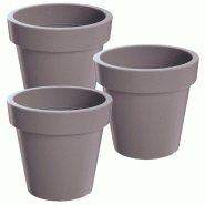 WellHome - Lot de 3 pots 3,4 L LOFLY Ø19,6 cm chacun, coloris gris - gris plastique PK4468