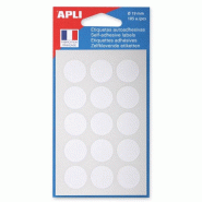Apli Lot de 5 Etui de 105 pastilles adhésives blanches, diam. 19 mm (7 feuilles / cdt) - 3270241119411