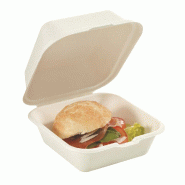 Boite burger bagasse blanche 15x15x4,2cm - par 600